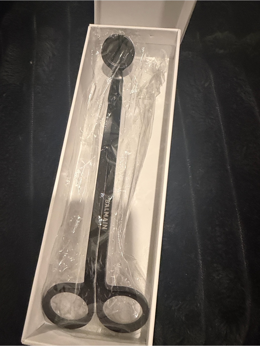 Balmain Paris Black candle wick trimmer silver logo